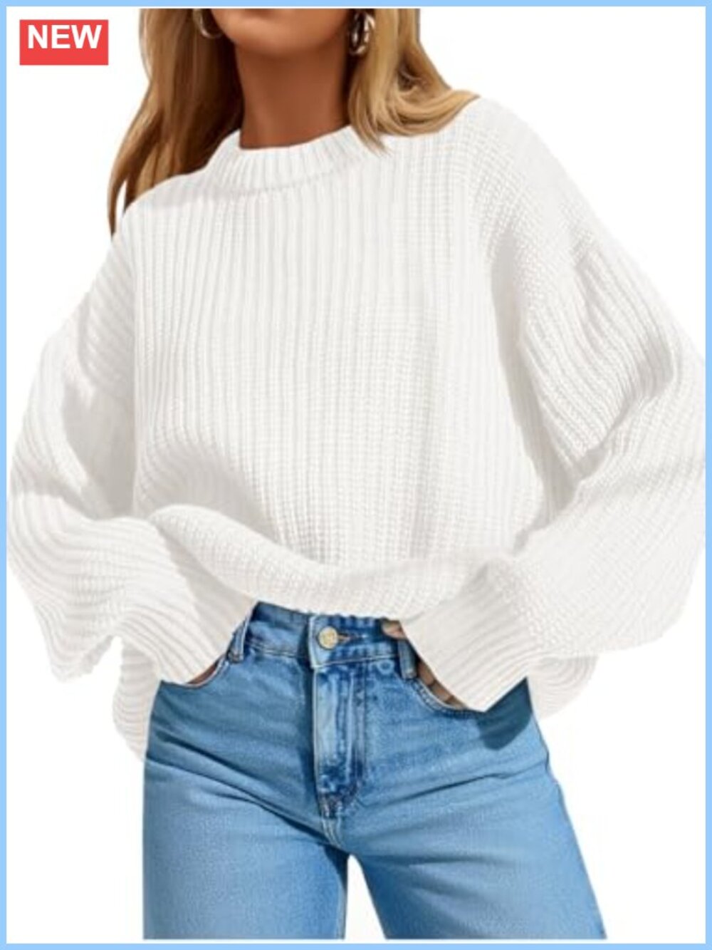 Women's Oversized Crewneck Sweater Soft Chunky Knit